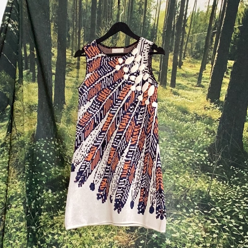 Anthropologie | Cecilia Prado knit dress with bold geometric design